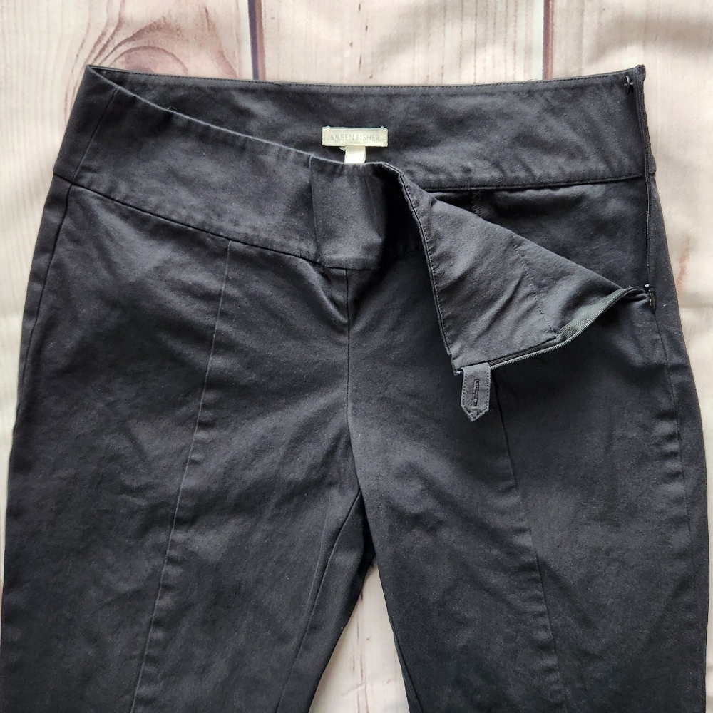 Eileen Fisher Organic Cotton Stretch Cropped Ankle Trouser Pant Black, Size S - Picture 4 of 9